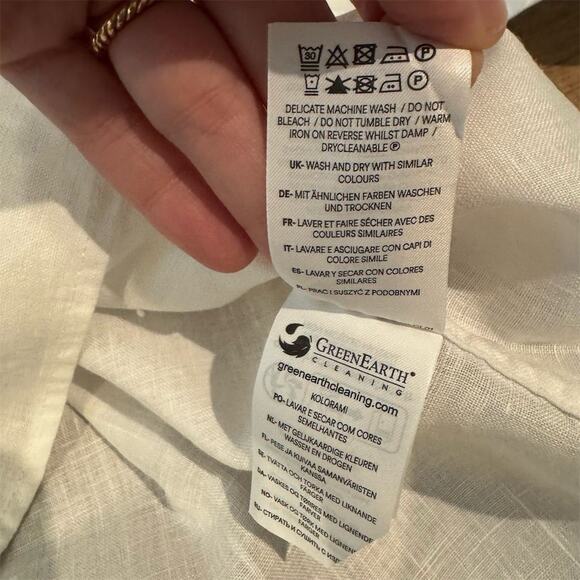 Boden 100% Linen Button Down White SZ 2 Coastal Grandma Quiet Luxury EUC - Picture 5 of 8